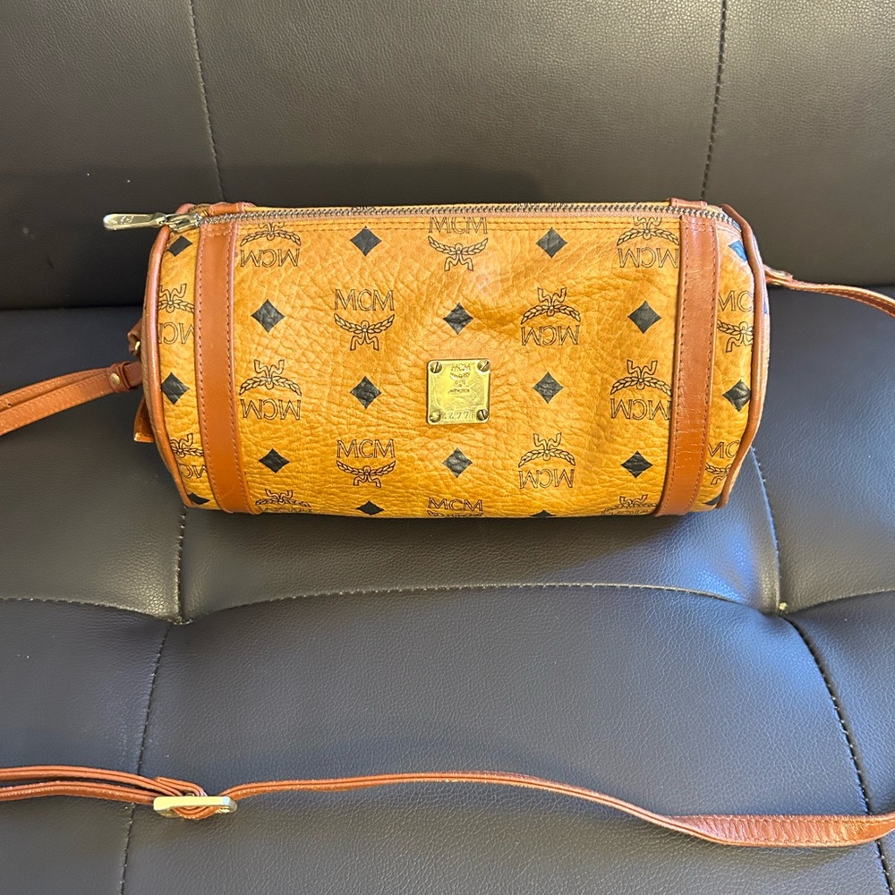 MCM Cognac Monogram Crossbody Bag